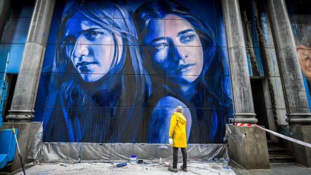 Rone has painted two of his 'Melbourne muses' as part of the official street art project.