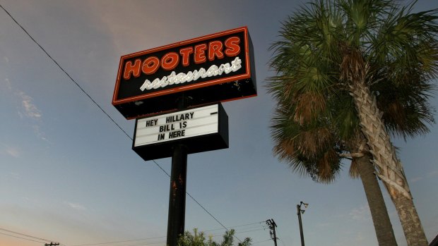 A Hooters restaurant sign in the US. 