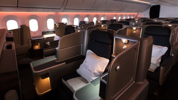 Business class seats on Qantas' Dreamliner 787-9 'Great Southern Land'. 