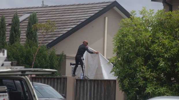 A marquee is installed before the wedding between Hassan Sayour and Aisha Mehajer.