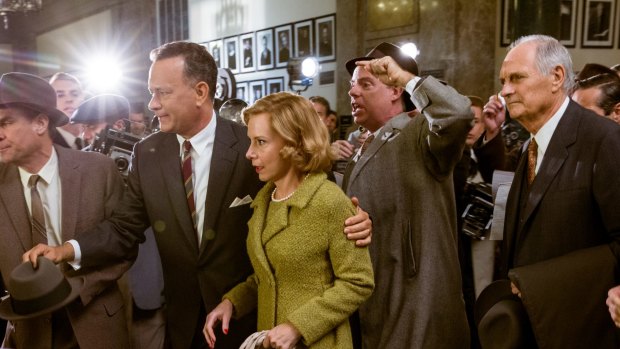 Tom Hanks, Amy Ryan and Alan Alda (far right) in Bridge of Spies.