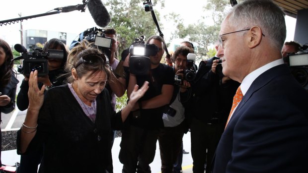 Single mother of two Melinda confronts Prime Minister Malcolm Turnbull.