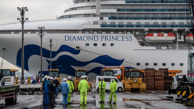 On the Diamond Princess, the bow-to-stern disinfection hasn't started yet.
