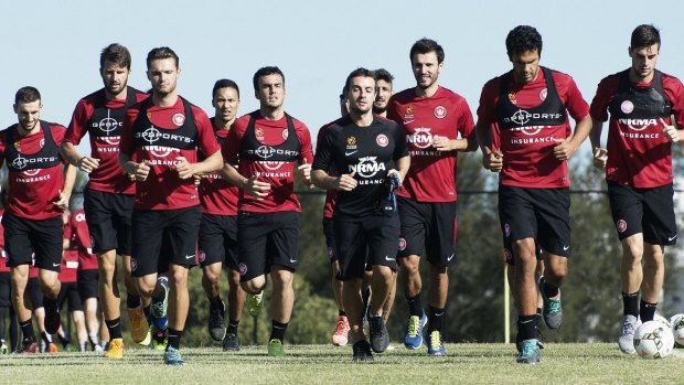 Domestic chores: The Wanderers train at Sydney Olympic Park yesterday. 