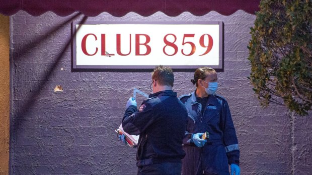 Police at the scene of the shooting in Caulfield South on Wednesday.