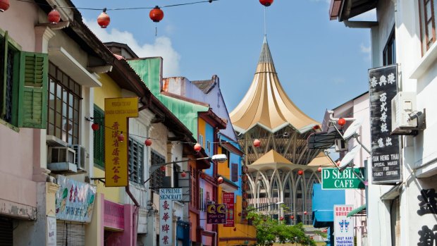 The shophouses of Kuching's Chinatown.