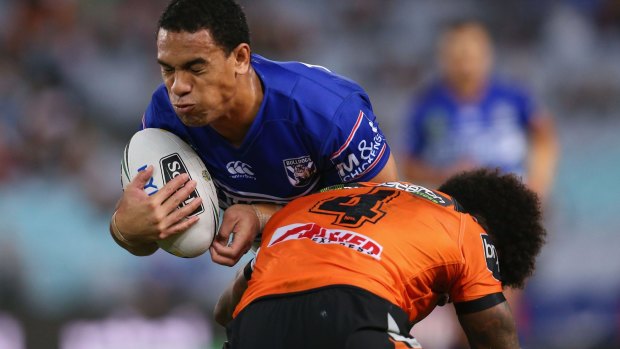 Busy night: Will Hopoate goes into contact.
