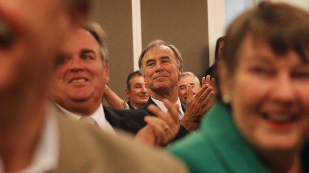 John Alexander during a Coalition partyroom meeting in Canberra.