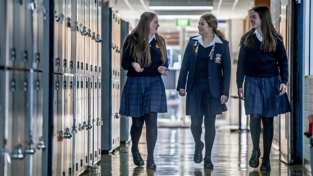 Merici college students (from left) Jade Esler, year 10, Maddison Berry, year 12 and Lucy Pembroke, year 8 talk about attending a single sex school.