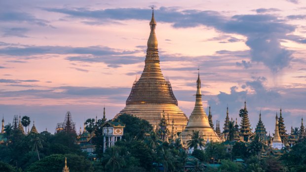 Shwedagon pagoda the heart of Yangon, Myanmar.