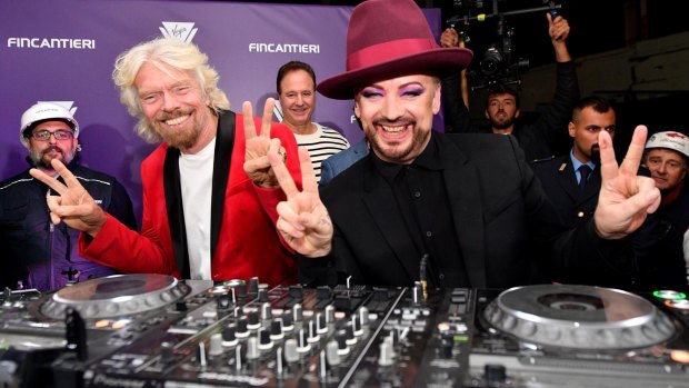 Richard Branson, left, and British pop star Boy George at the launch.