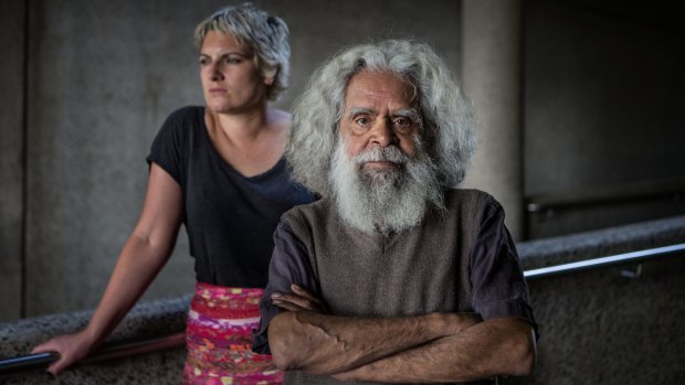 Victorian Senior Australian of the Year,  Jack Charles, pictured with manager Patrice Capogreco.