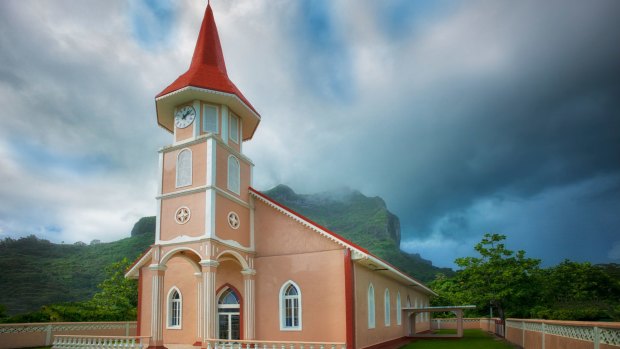 A gorgeous church in Vaitape, Bora Bora.