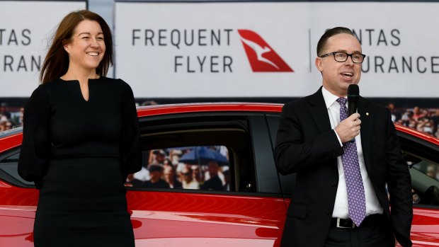 Qantas loyalty CEO Olivia Wirth and Qantas group CEO Alan Joyce during an announcement last year.