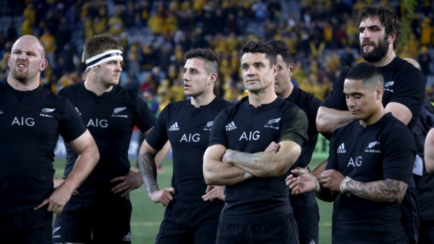 Not happy: New Zealand's All Blacks react after the Bledisloe Cup opener in Sydney.