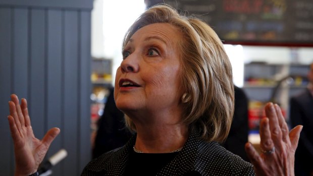 US presidential candidate Hillary Clinton speaks to reporters in Iowa on Tuesday.