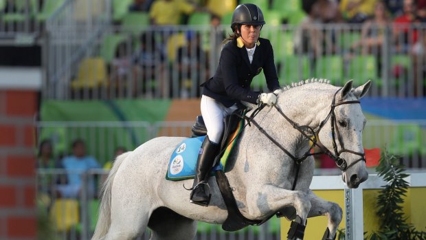 Esposito competes in the equestrian portion of the women's modern pentathlon.