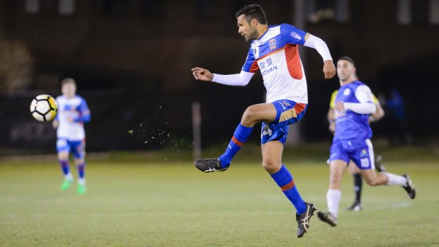 Newcastle Jets centre back Nikolai Topor-Stanley faced his former club Canberra Olympic in the capital on Wednesday. 