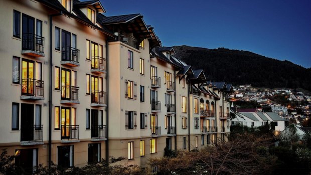 Hotel St Moritz is opposite Lake Wakatipu and the snow-tipped Remarkables.