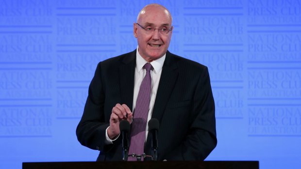 Barney Glover addressing the National Press Club in Canberra in October 2015.