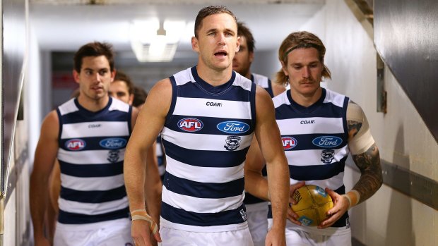 Players, including Joel Selwood, are given ideas for content to post. 