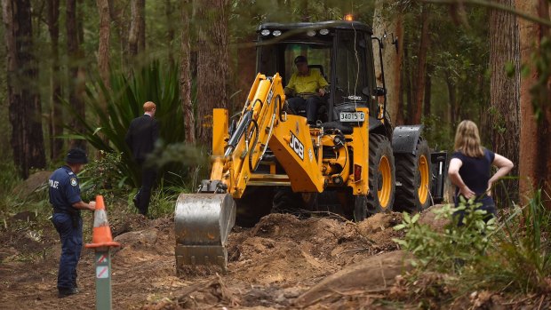 Police excavate bushland searching for the remains of Matthew Leveson. 