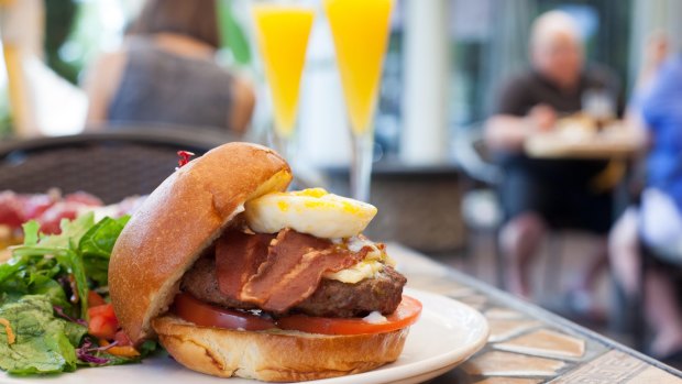 Mimosas and burgers for breakfast may not be such a good idea.
