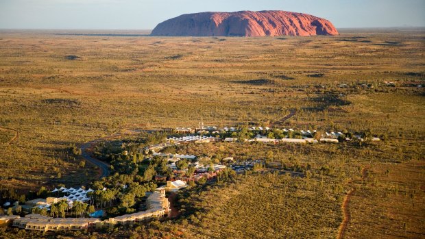 Yulara Village and Uluru, Uluru-Kata Tjuta National Park.