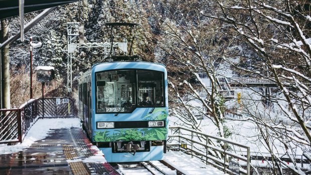 The Eizan Electric Railway has three ticket barriers and two tiny platforms.