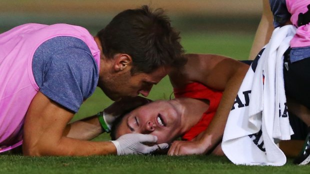 Not only was Meg Downie knocked out, she also injured her hamstring.