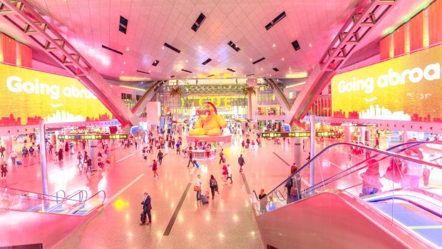 哈马德在多哈国际机场。