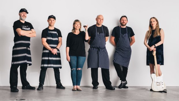 Rob Essenburg and Simon Pepping from Egmont Street Eatery, Sarah McDougall from Summerhill Road Vineyard, Sean McConnell and Dan Flatt from Monster kitchen and bar and NZ singer Eva Prowse will all be taking part in the Capital Collab at New Acton.