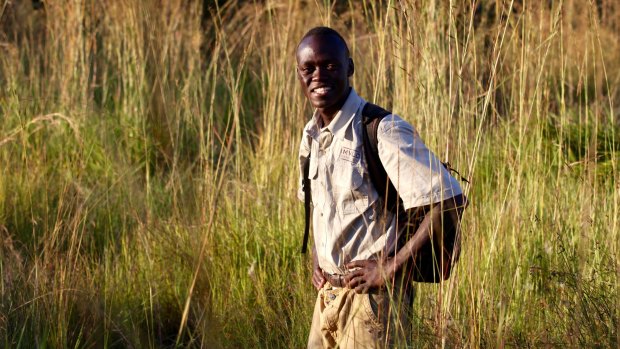 Linos Nynoni from Zambezi sands River Camp leads our foot safari.
