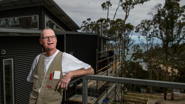 Peter Newland is rebuilding his holiday house, which was destroyed in last summer's Wye River bushfires. He's hoping to have it ready for these Christmas holidays. 
