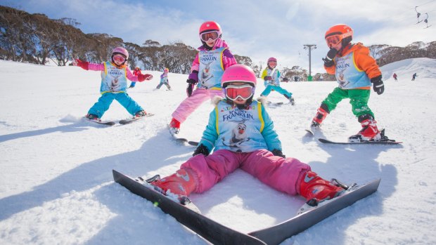 Kids learn to ski at Thredboland.