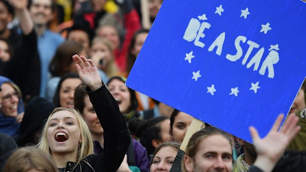 Up to 50,000 people were expected before the event was cancelled due to safety concerns. Early evening up to 300 people have still converged on the square to vent their anti-Brexit feelings.  