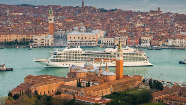 A Viking ship sails out of Venice.