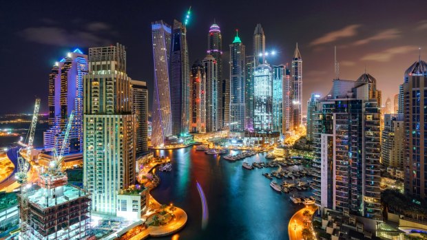 Dubai at night.