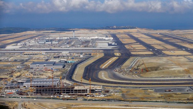 At its completion in ten years, it will occupy nearly 19,000 acres and serve up to 200 million travellers a year with six runways.