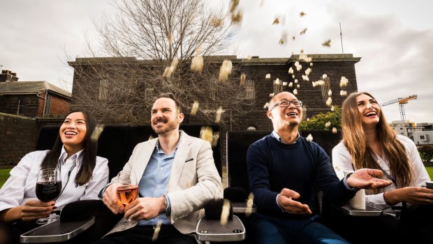 Popcorn dreaming: Benjamin Zeccola and Anthony Goh, flanked by Jana Hoang and Mia Johannsen, at Pentridge, where Palace Cinemas and developer Shayher Group are planning the next phase of development.