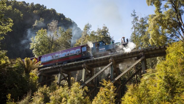 The West Coast Wilderness Railway is a reconstruction of the Mount Lyell Mining and Railway Company railway between Queenstown and Regatta Point, Strahan.