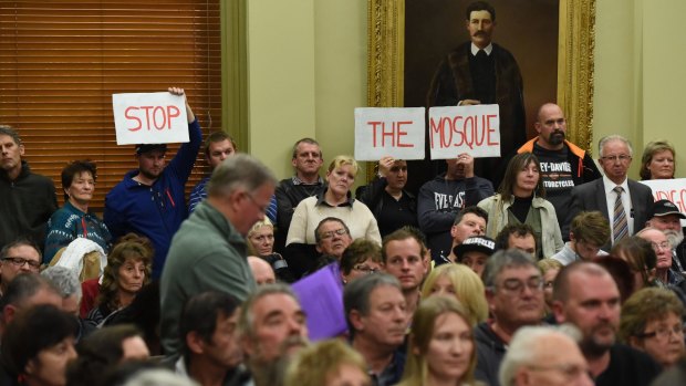The City of Greater Bendigo council meeting in June, which saw locals vote against the approval of a mosque.