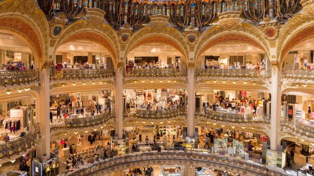 Inside the Galeries Lafayette city mall. It was opened in 1912. Photo: Shutterstock