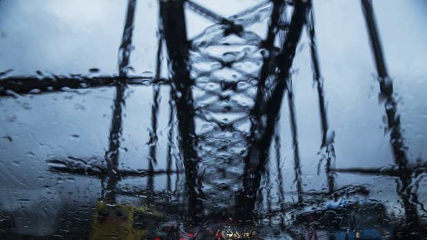A dreary Harbour Bridge on Friday evening. 