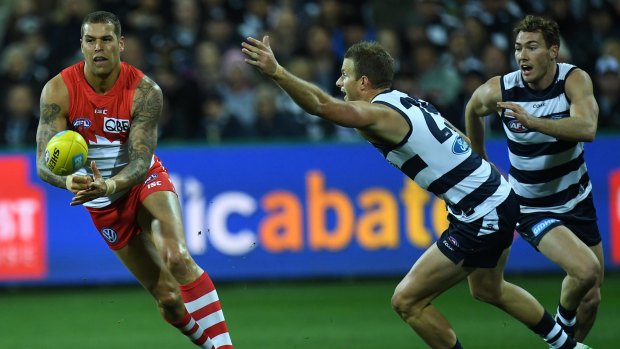 Lance Franklin of the Swans, left, is in the midst of his most inaccurate year. 