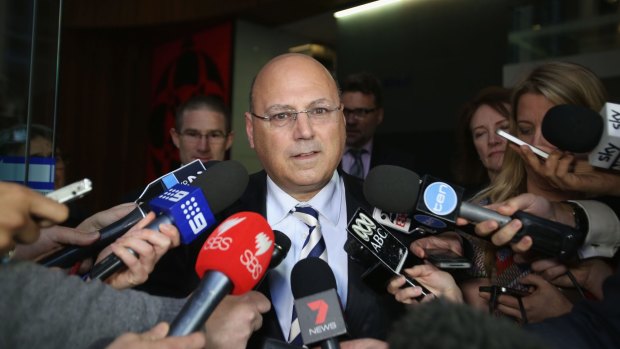 Liberal Senator Arthur Sinodinos leaves the Stockland Building after giving evidence at ICAC.