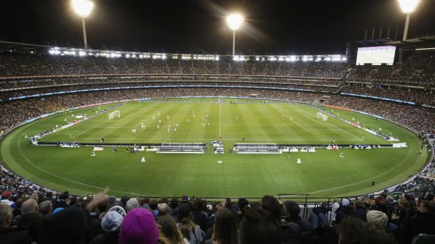 Full house: Over 95,000 fans packed into the MCG to watch Argentina and Brazil do battle.