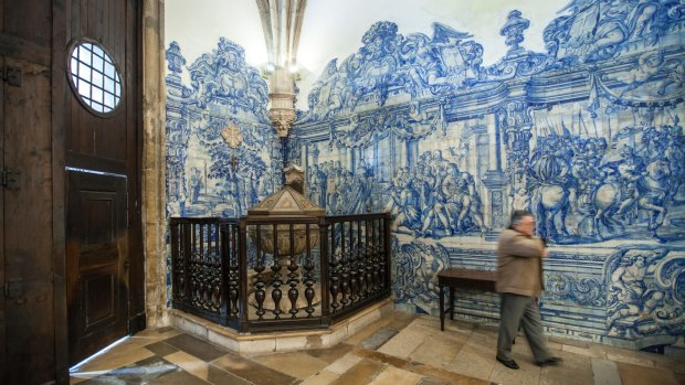 Azulejos tiles at the Santa Cruz Monastry at the University of Coimbra