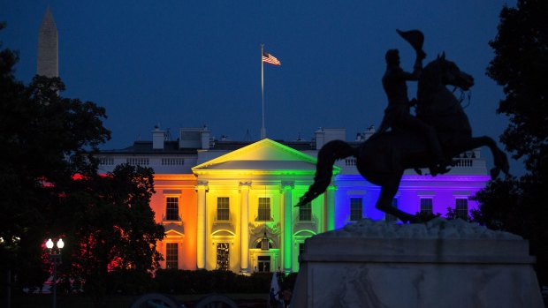 The White House illuminated to celebrate the US Supreme Court's ruling that gay marriage is legal in all north American states.