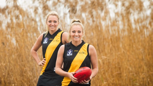 Twins Jess and Sarah Hosking have swapped playing netball for football at the Seaford Football Club.